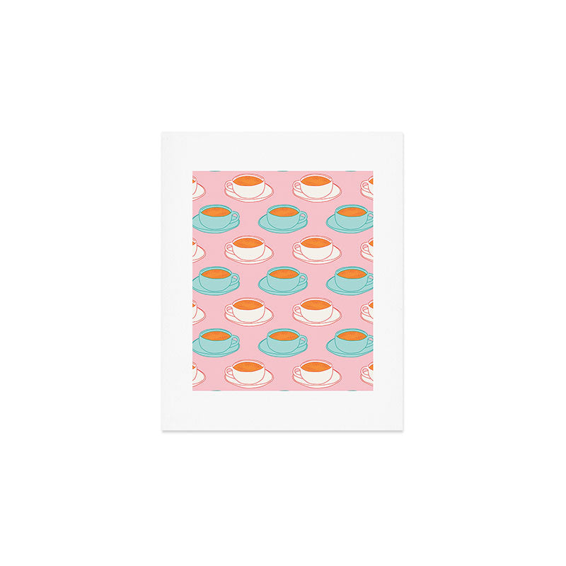 Colorful retro coffee cup art pattern Art Print Gallery Image 1