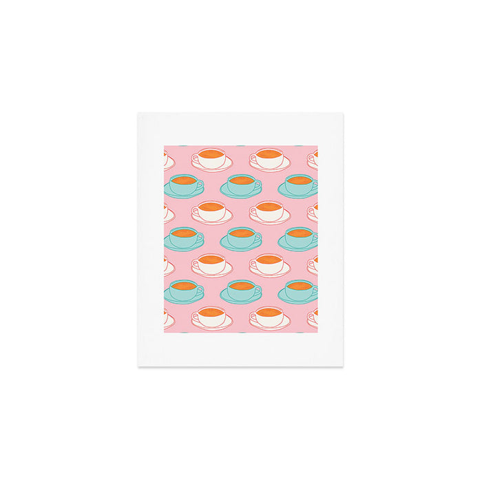 Colorful retro coffee cup art pattern Art Print Gallery Image 1