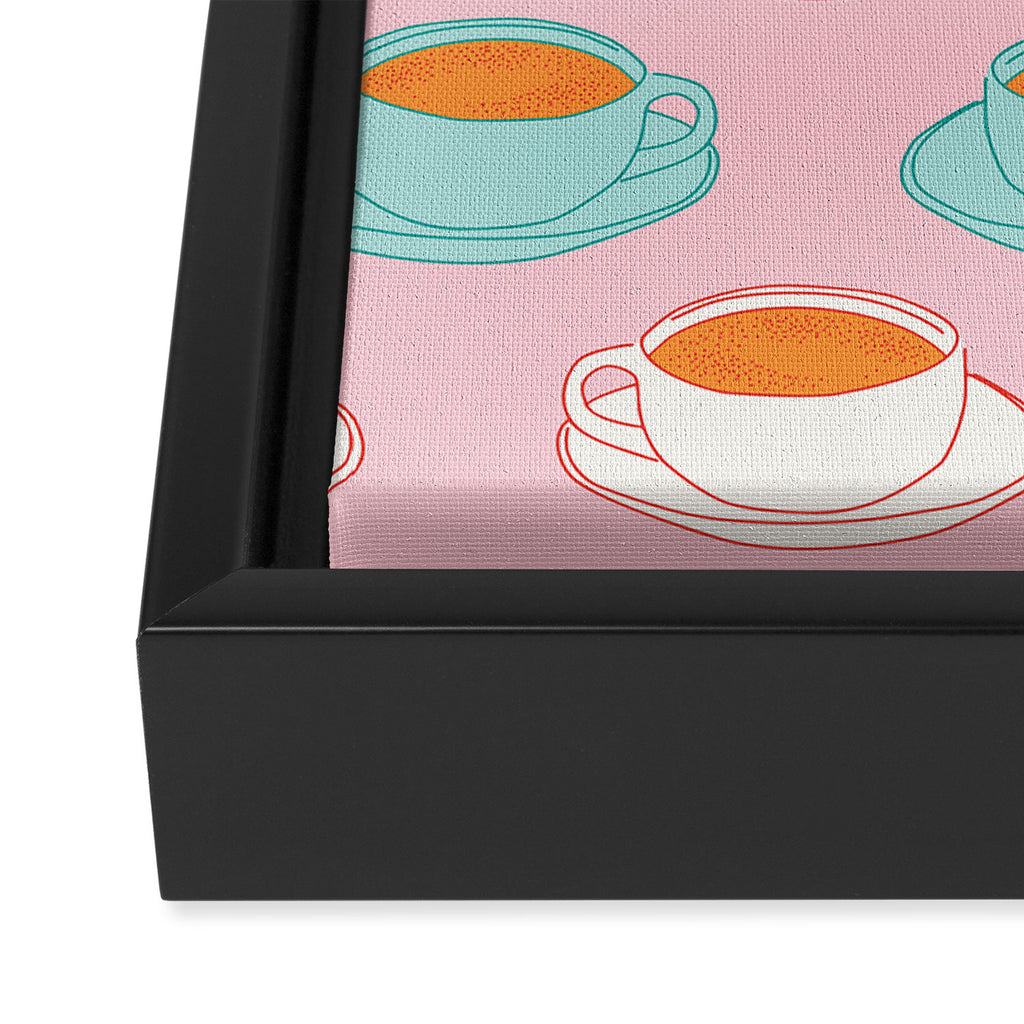 Colorful retro coffee cup art pattern Framed Canvas Print Gallery Image 3