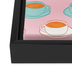 Colorful retro coffee cup art pattern Framed Canvas Print Gallery Image 3