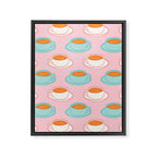 Colorful retro coffee cup art pattern Framed Canvas Print Gallery Image 8