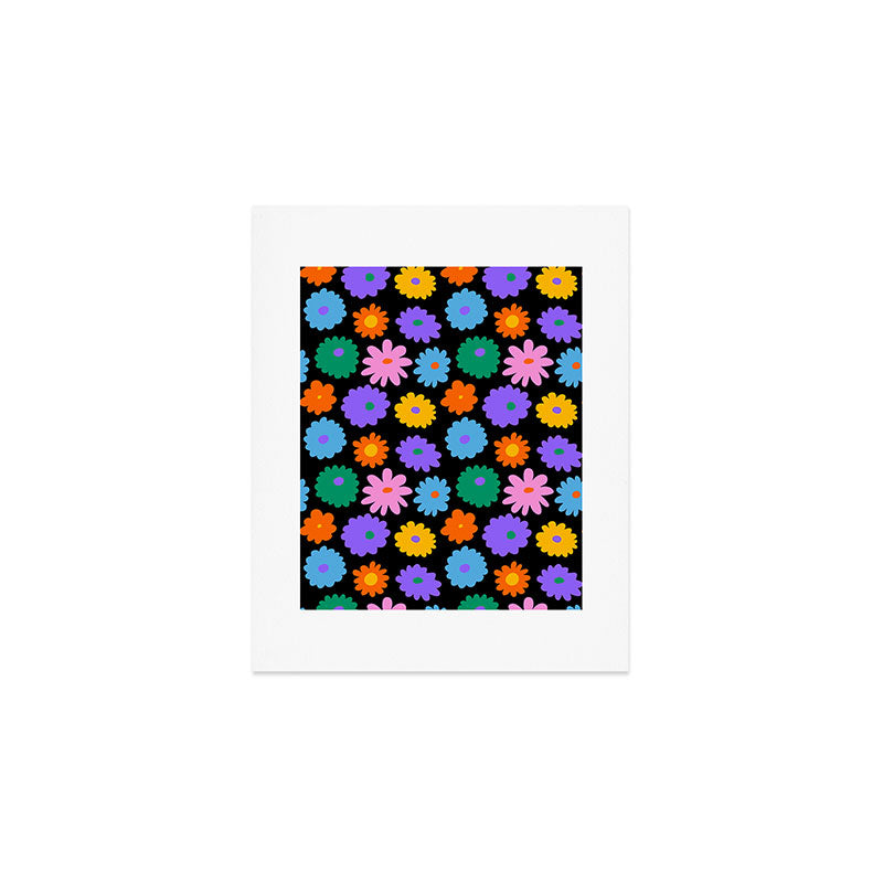 Colorful retro flower art pattern Art Print Gallery Image 1