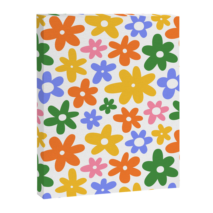 Colorful retro flower art pattern Canvas Print Gallery Image 1
