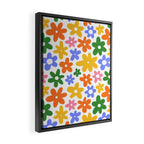 Colorful retro flower art pattern Framed Canvas Print Gallery Image 2