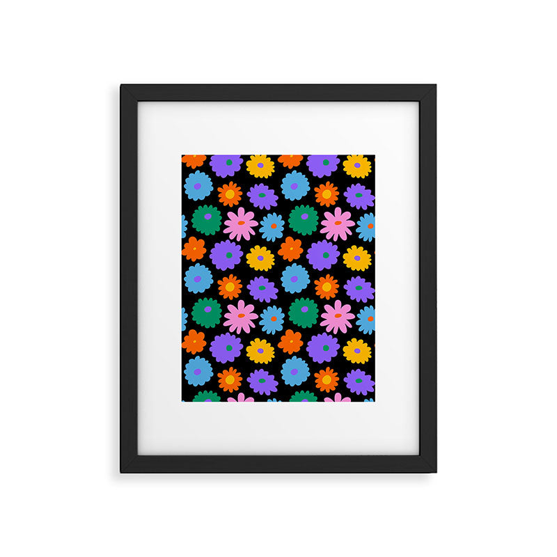 Colorful retro flower art pattern Framed Art Print Gallery Image 6