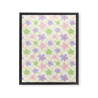 Colorful retro flower checkered pattern Framed Canvas Print Gallery Image 8