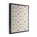 Colorful retro flower checkered pattern Framed Canvas Print Gallery Image 2