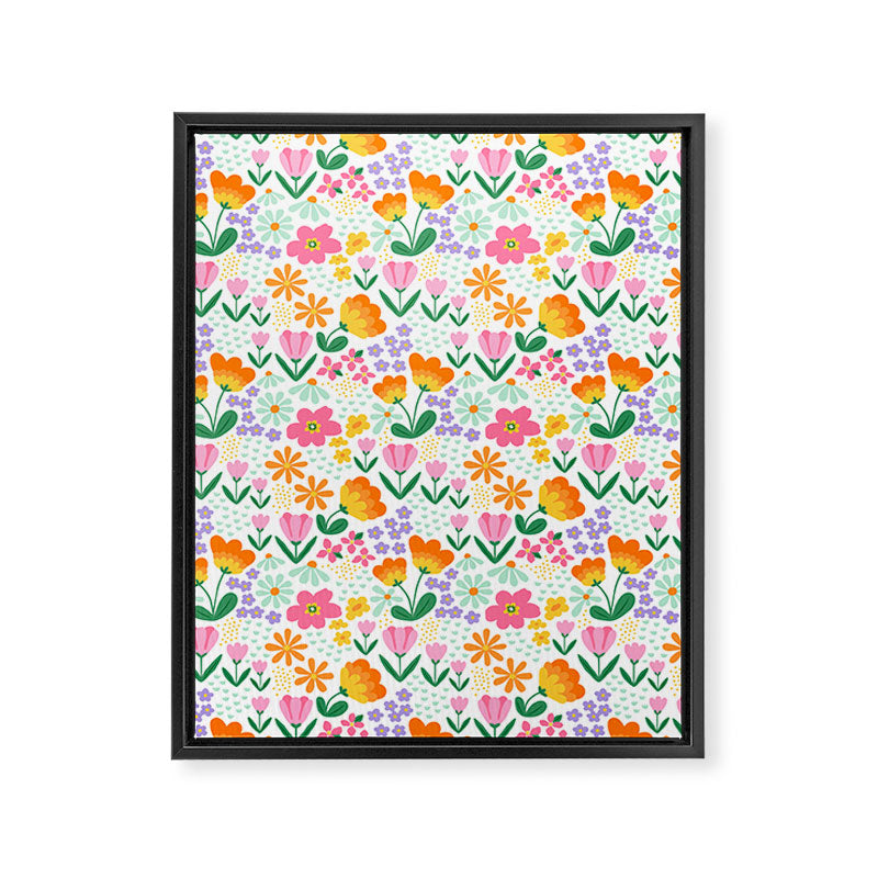 Colorful retro flower folk art pattern Framed Canvas Print Gallery Image 6
