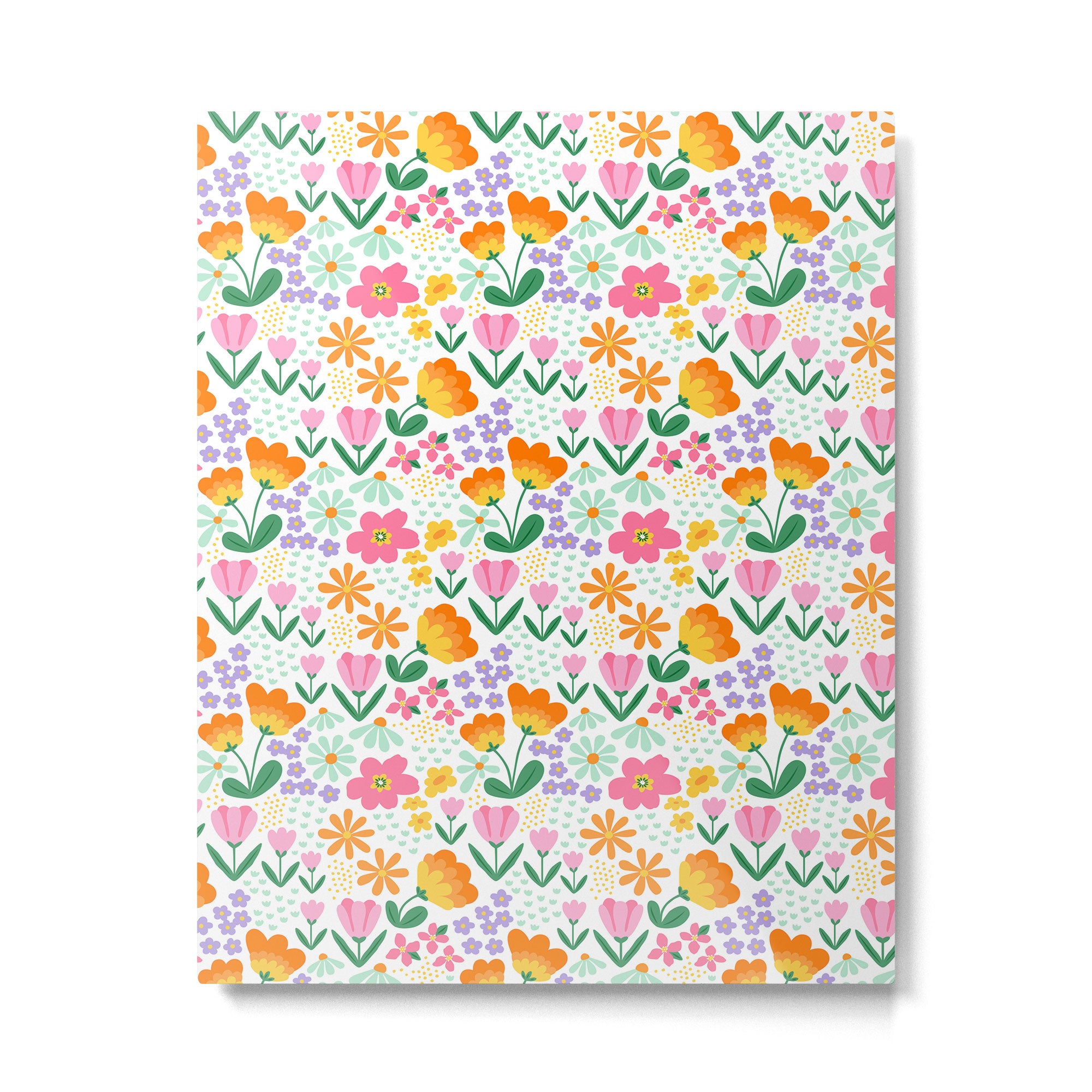 Colorful retro flower folk art pattern Metal Print Gallery Image 4