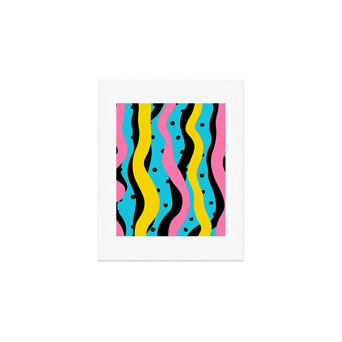 Colorful retro neon stripe art pattern Art Print Gallery Image 1