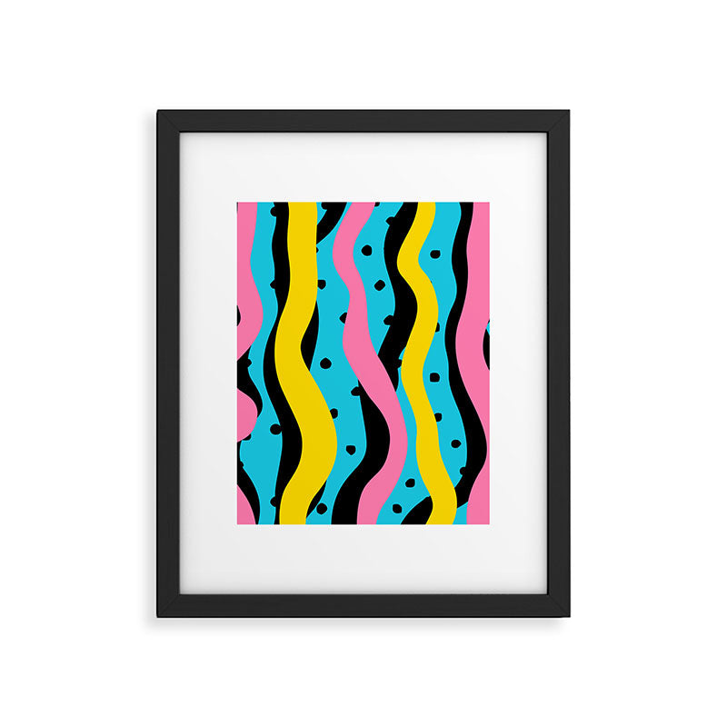 Colorful retro neon stripe art pattern Framed Art Print Gallery Image 6