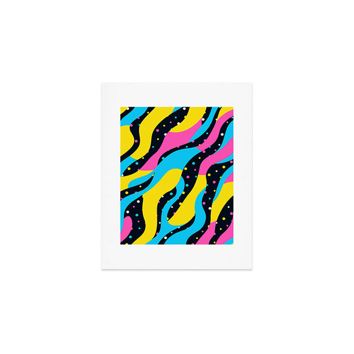 Colorful retro neon wave art pattern Art Print Gallery Image 1
