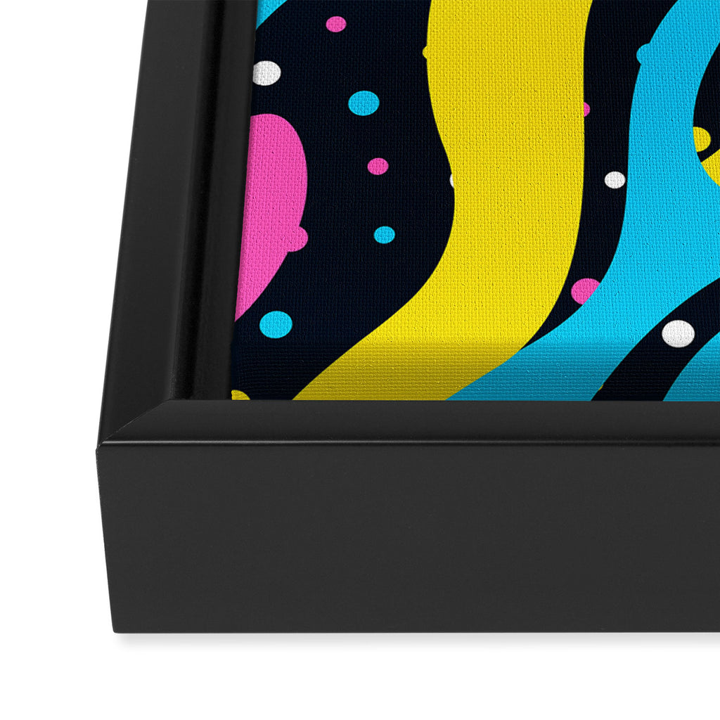 Colorful retro neon wave art pattern Framed Canvas Print Gallery Image 3