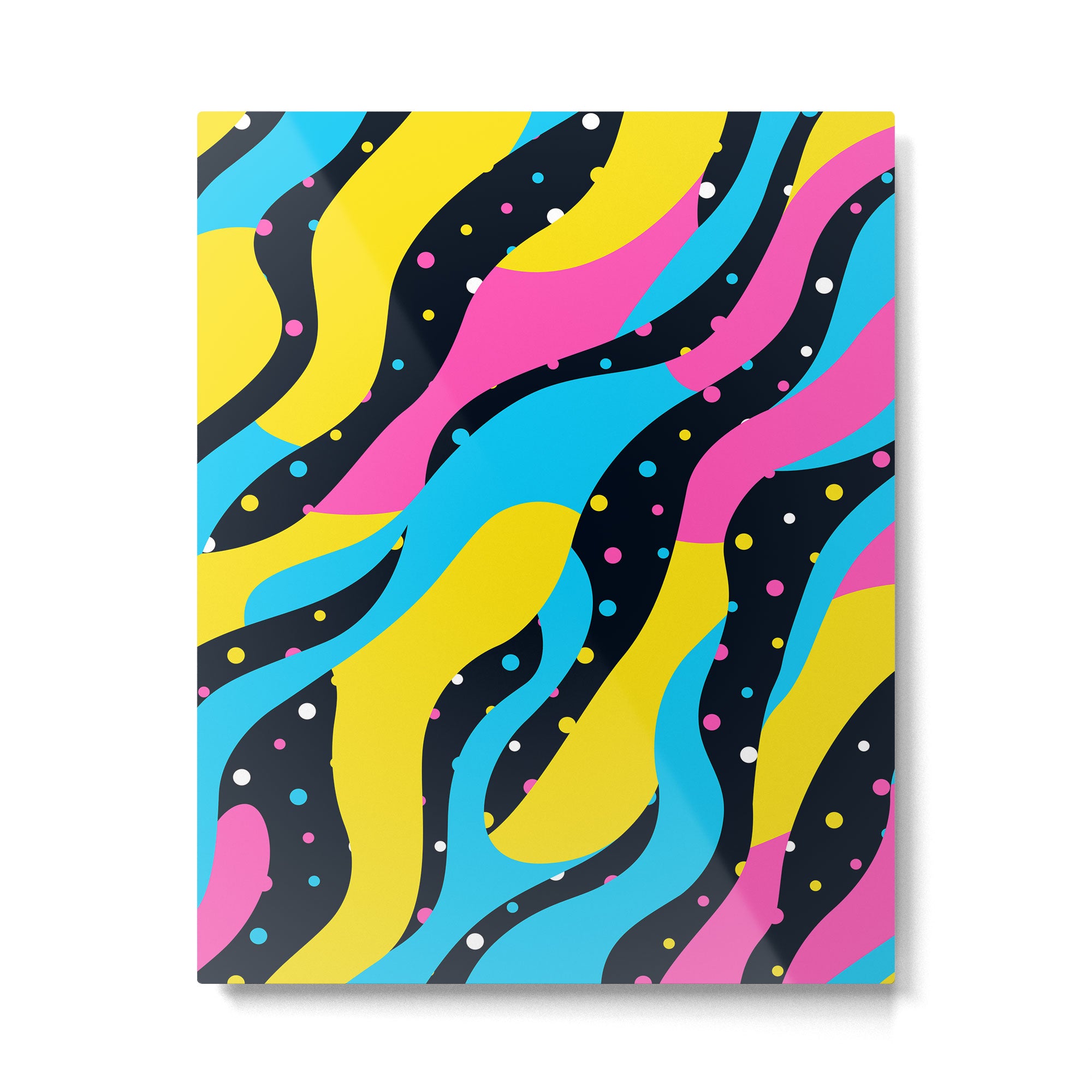 Colorful retro neon wave art pattern Metal Print Gallery Image 6