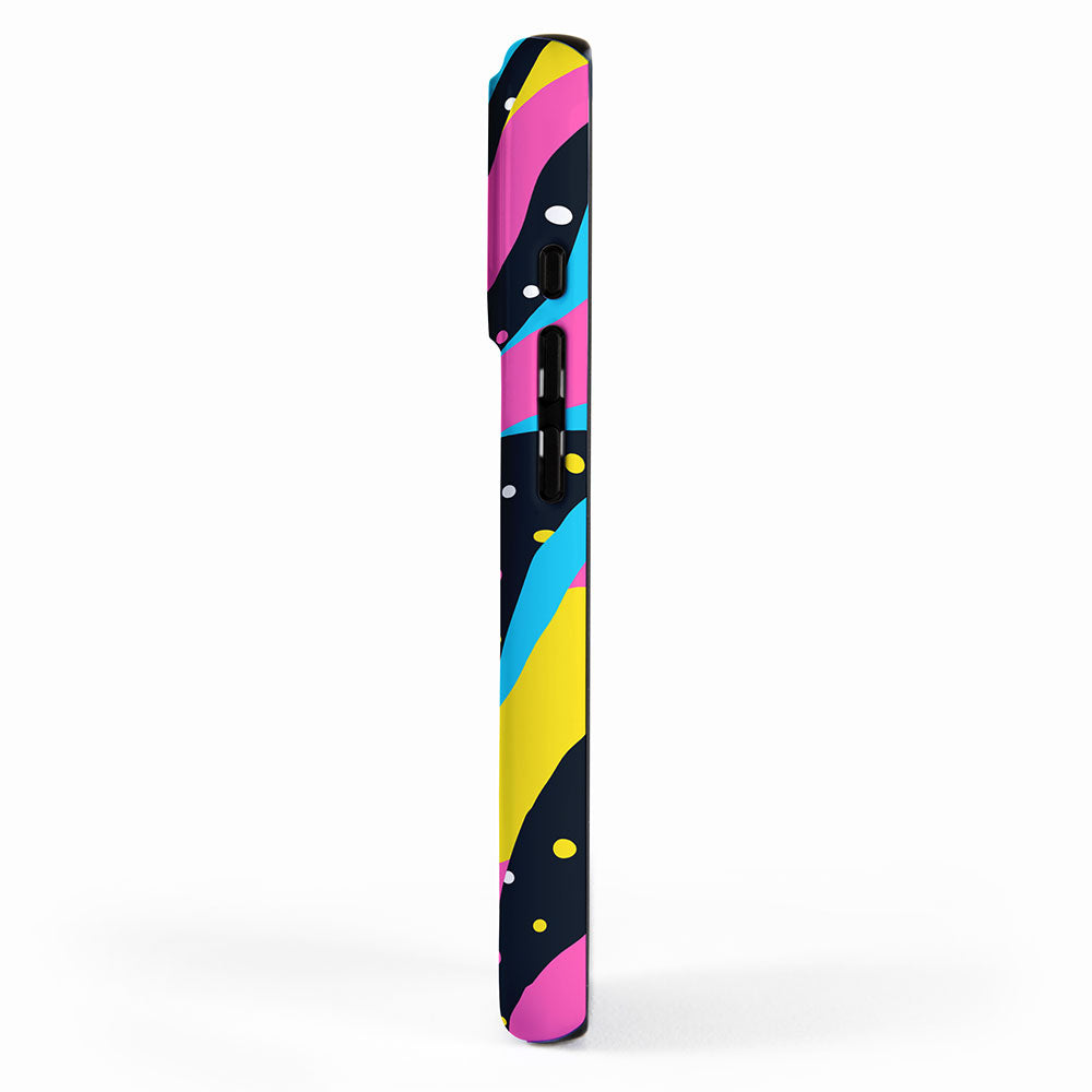Colorful retro neon wave art pattern iPhone Case Gallery Image 2