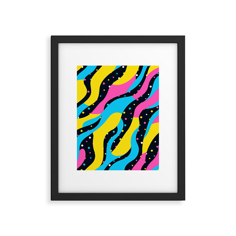 Colorful retro neon wave art pattern Framed Art Print Gallery Image 6