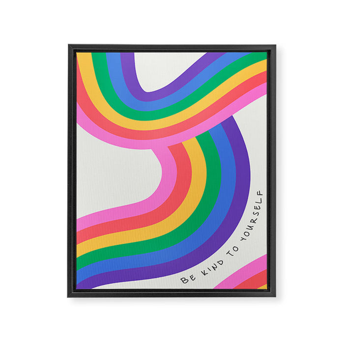 Colorful retro rainbow quote art texture print Framed Canvas Print Gallery Image 1