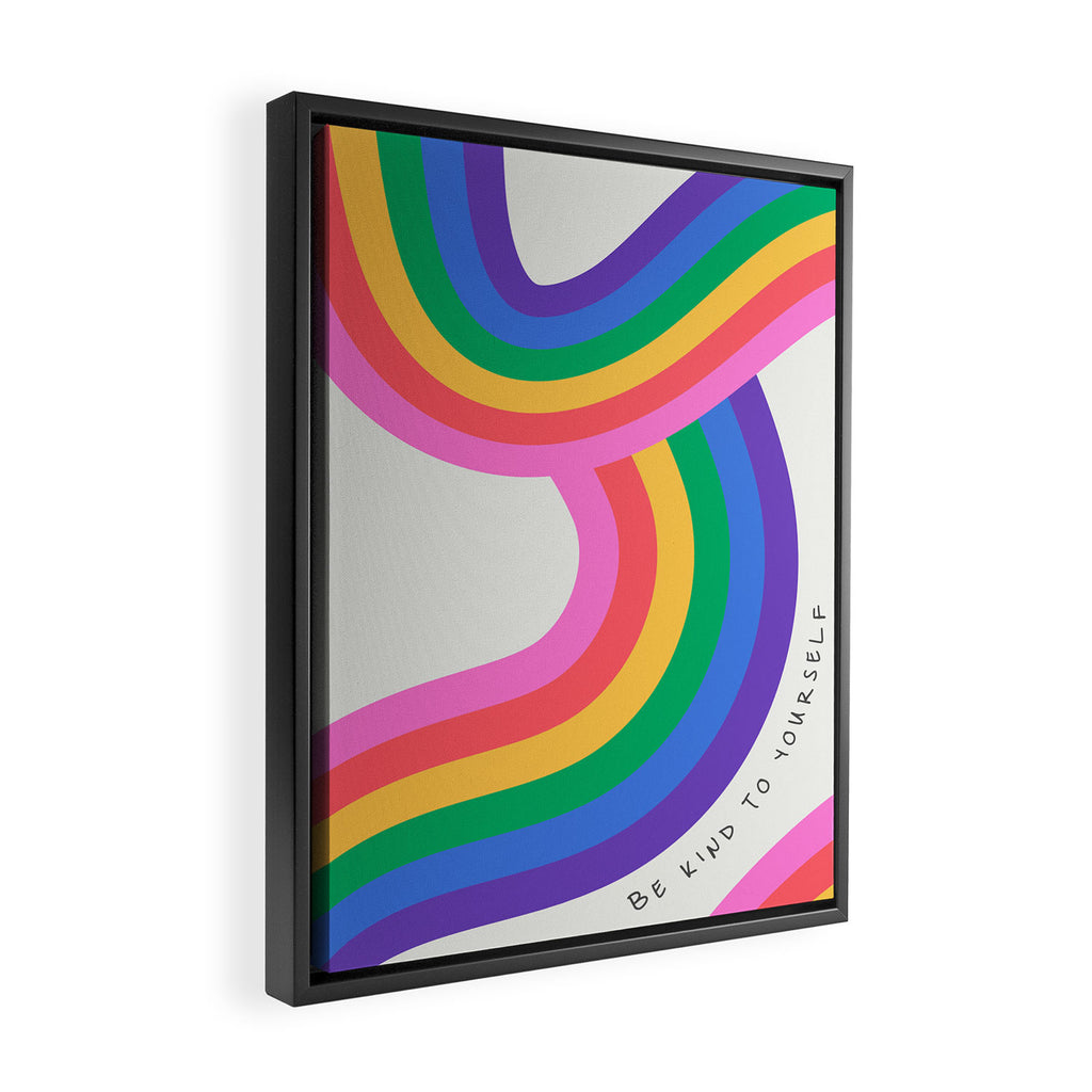 Colorful retro rainbow quote art texture print Framed Canvas Print Gallery Image 2