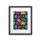 Colorful retro smiling face cartoon pattern Framed Art Print Gallery Image 6