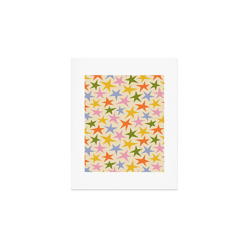 Colorful retro star shape art pattern Art Print Gallery Image 1