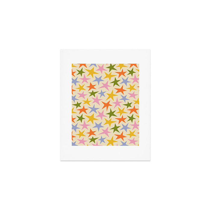 Colorful retro star shape art pattern Art Print Gallery Image 1