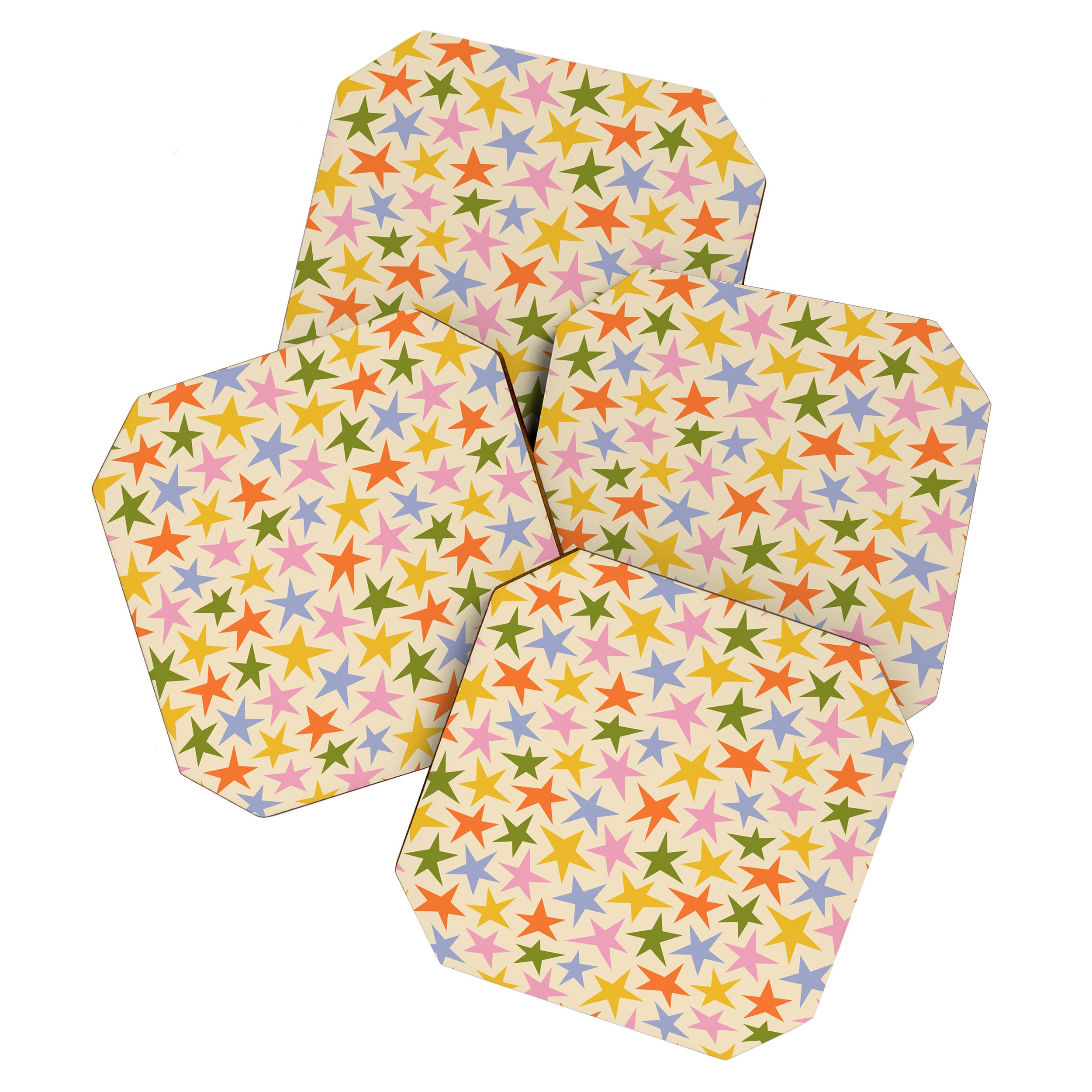 Colorful retro star shape art pattern Coaster Gallery Image 1