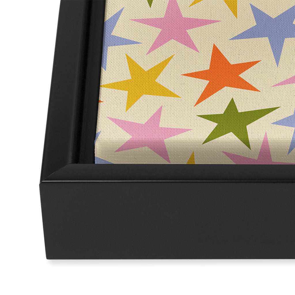 Colorful retro star shape art pattern Framed Canvas Print Gallery Image 3