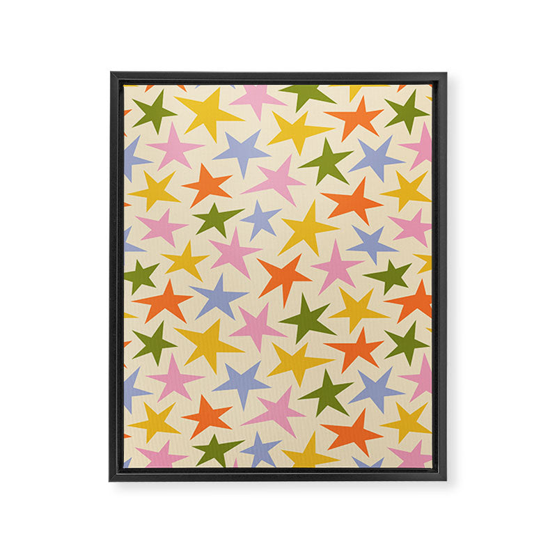 Colorful retro star shape art pattern Framed Canvas Print Gallery Image 8