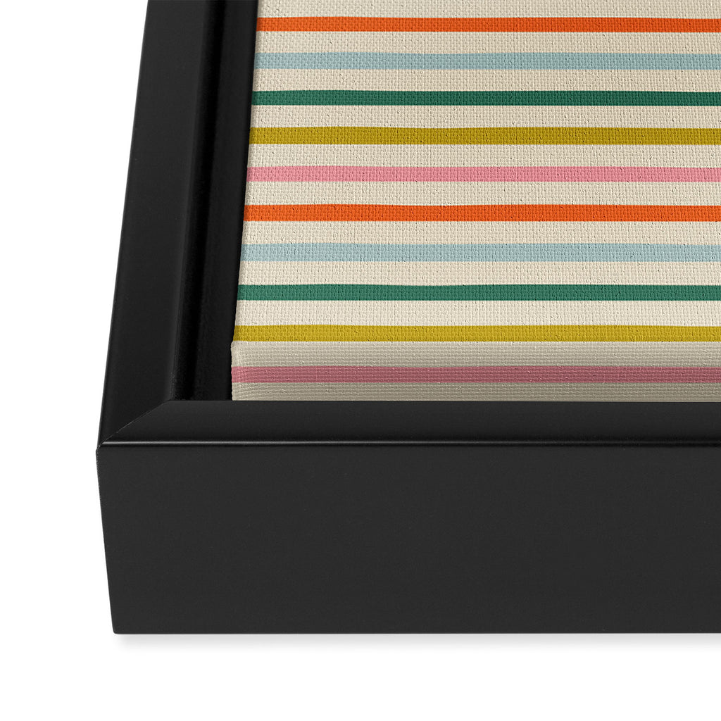 Colorful retro stripe line art pattern Framed Canvas Print Gallery Image 3