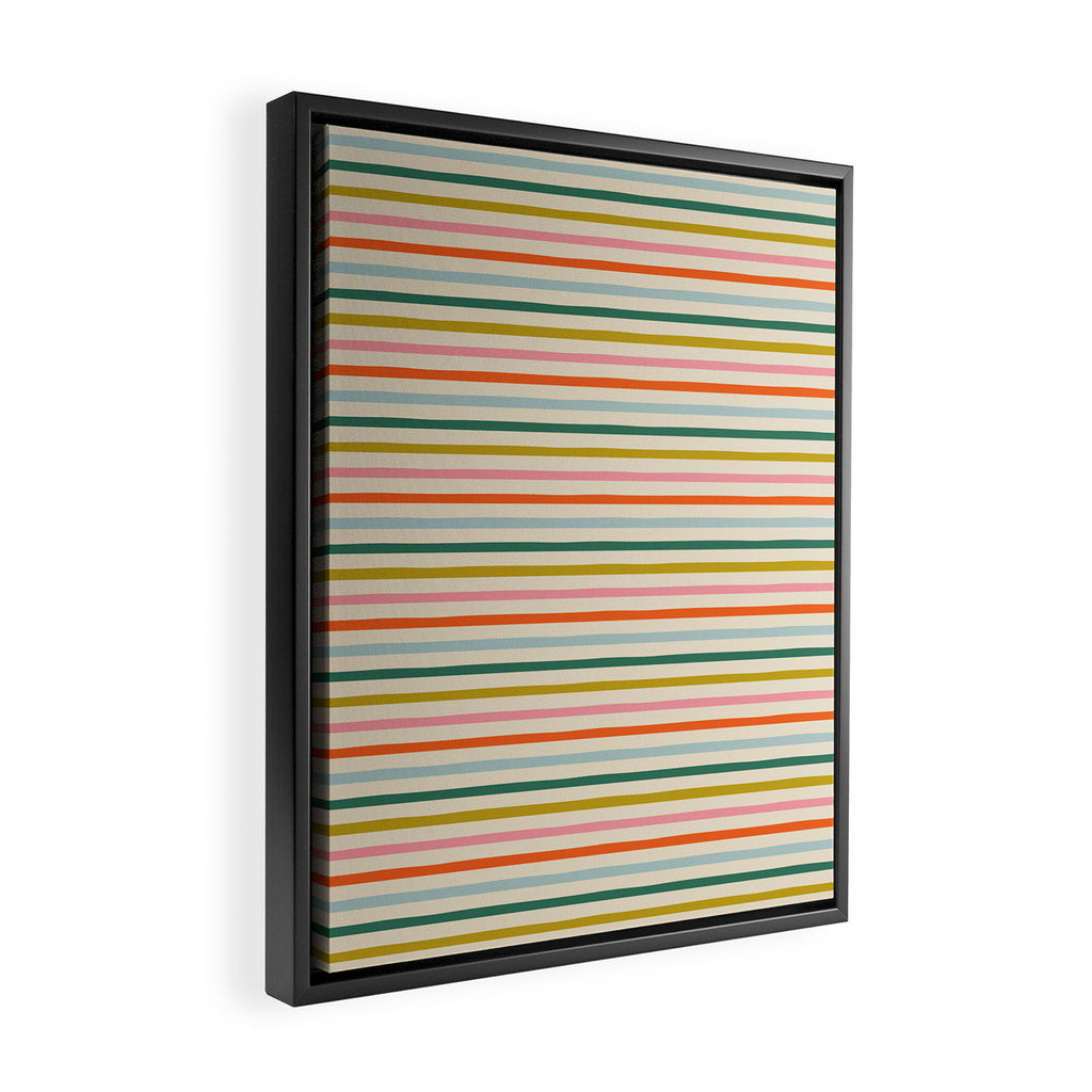Colorful retro stripe line art pattern Framed Canvas Print Gallery Image 2