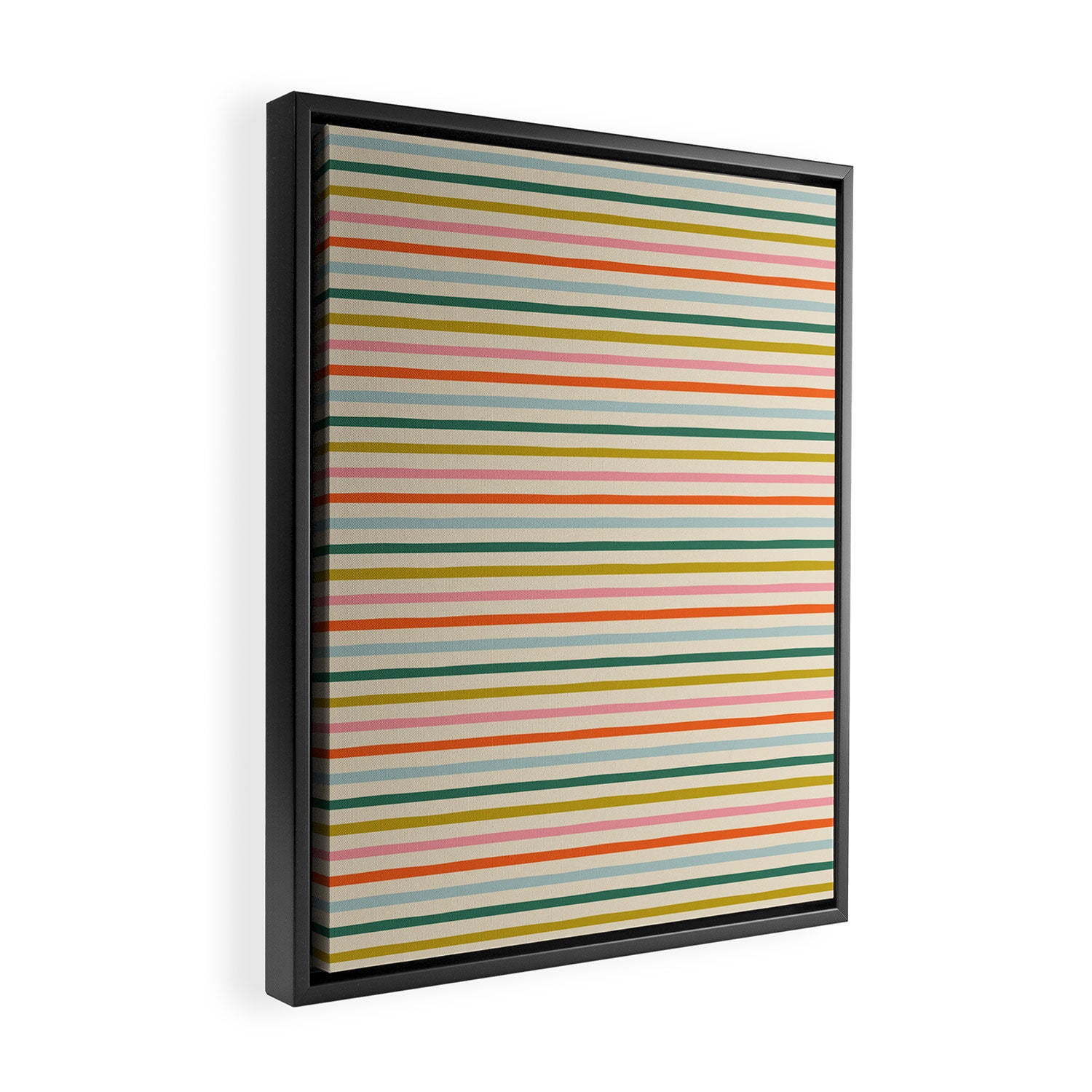 Colorful retro stripe line art pattern Framed Canvas Print Gallery Image 2