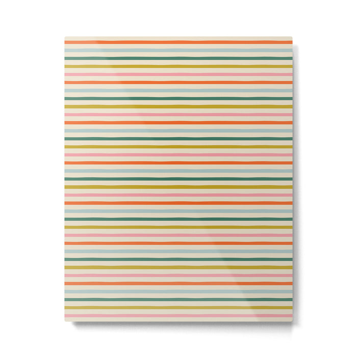 Colorful retro stripe line art pattern Metal Print Gallery Image 1