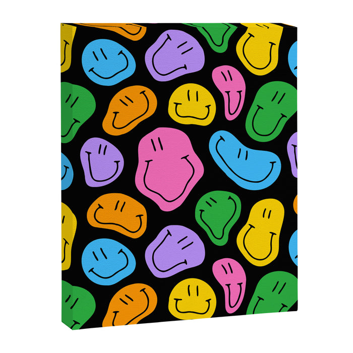 Colorful smiling happy face cartoon pattern Canvas Print Gallery Image 1