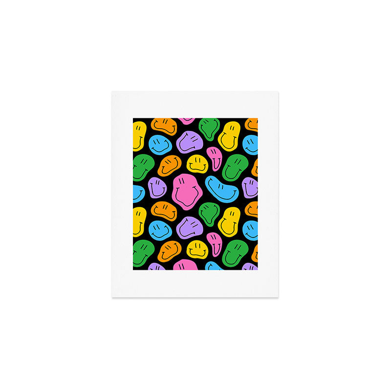 Colorful smiling happy face cartoon pattern Art Print Gallery Image 1