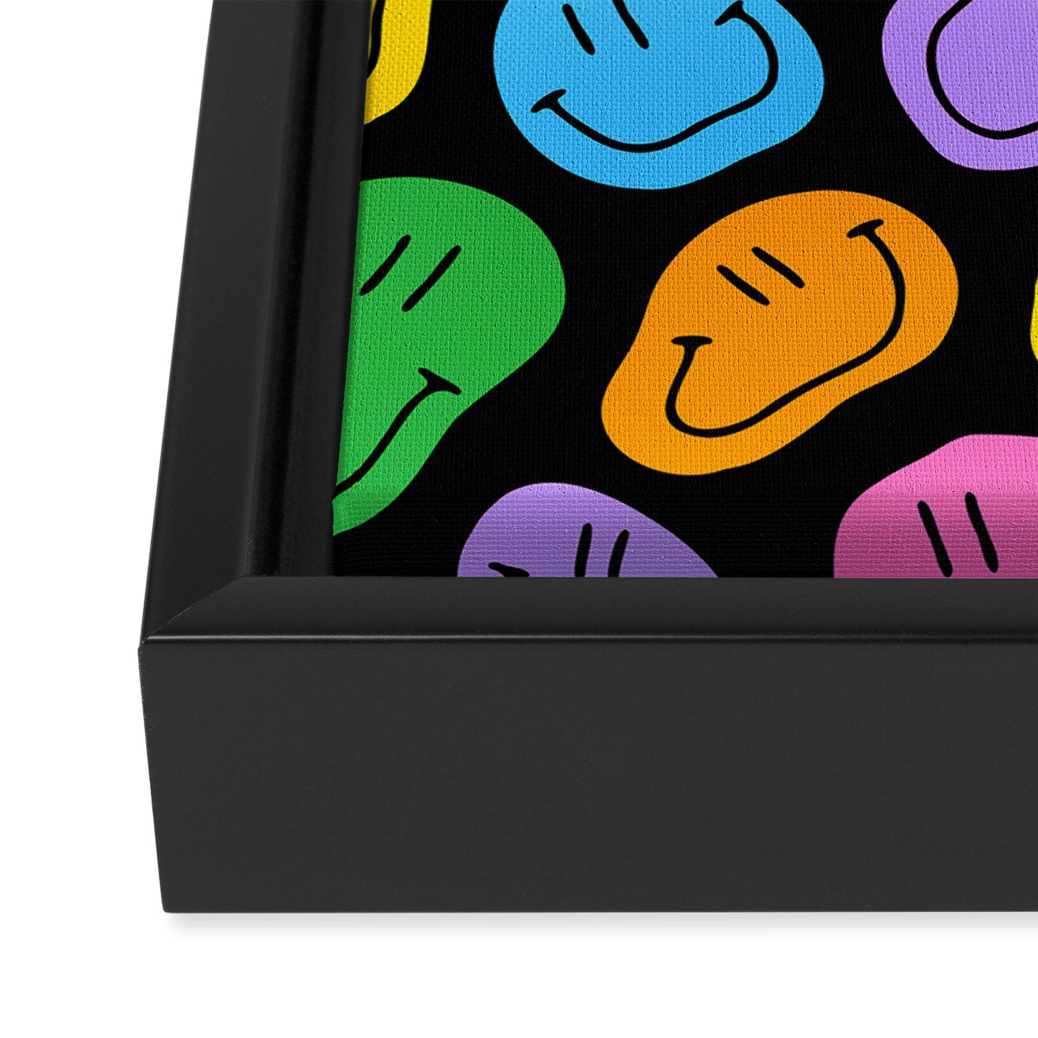 Colorful smiling happy face cartoon pattern Framed Canvas Print Gallery Image 3