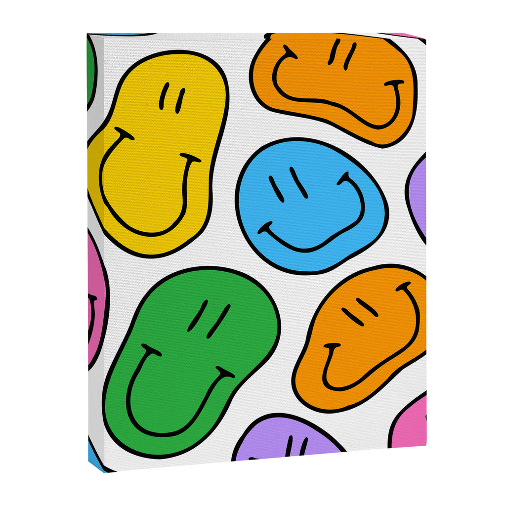Colorful smiling happy face cartoon pattern Canvas Print Gallery Image 8