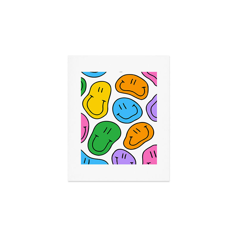 Colorful smiling happy face cartoon pattern Art Print Gallery Image 1