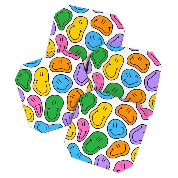 Colorful smiling happy face cartoon pattern Coaster Gallery Image 1