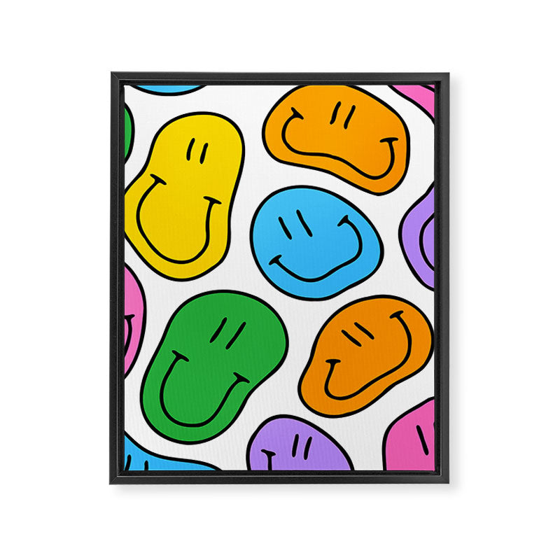 Colorful smiling happy face cartoon pattern Framed Canvas Print Gallery Image 8