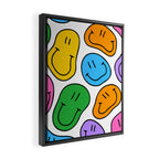 Colorful smiling happy face cartoon pattern Framed Canvas Print Gallery Image 2