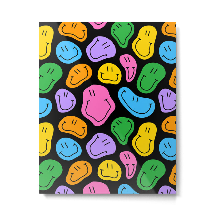 Colorful smiling happy face cartoon pattern Metal Print Gallery Image 1