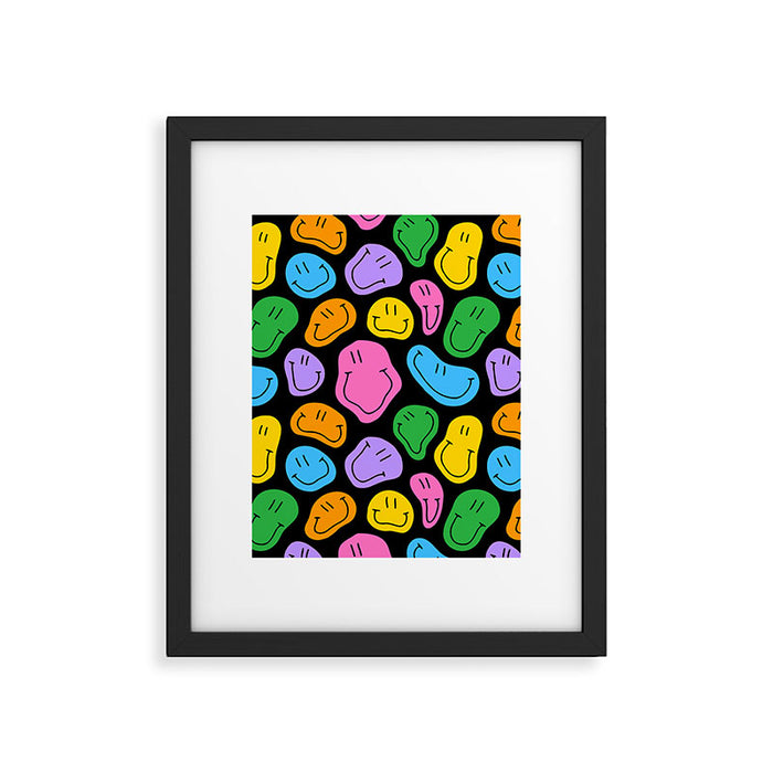 Colorful smiling happy face cartoon pattern Framed Art Print Gallery Image 1
