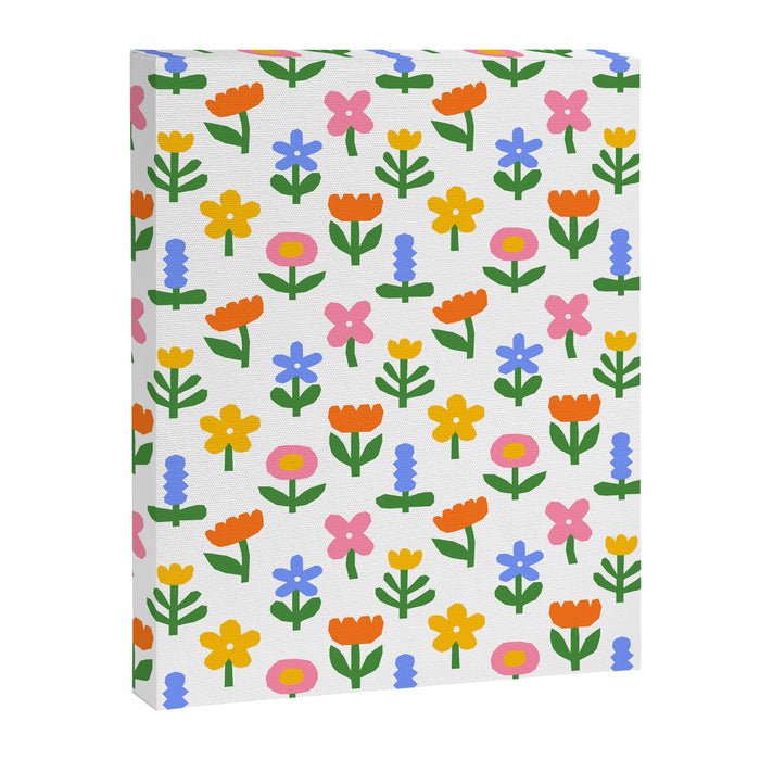 Colorful spring flower art pattern Canvas Print Gallery Image 1