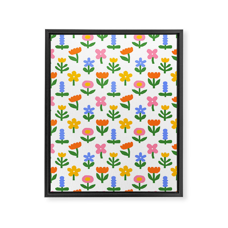 Colorful spring flower art pattern Framed Canvas Print Gallery Image 8