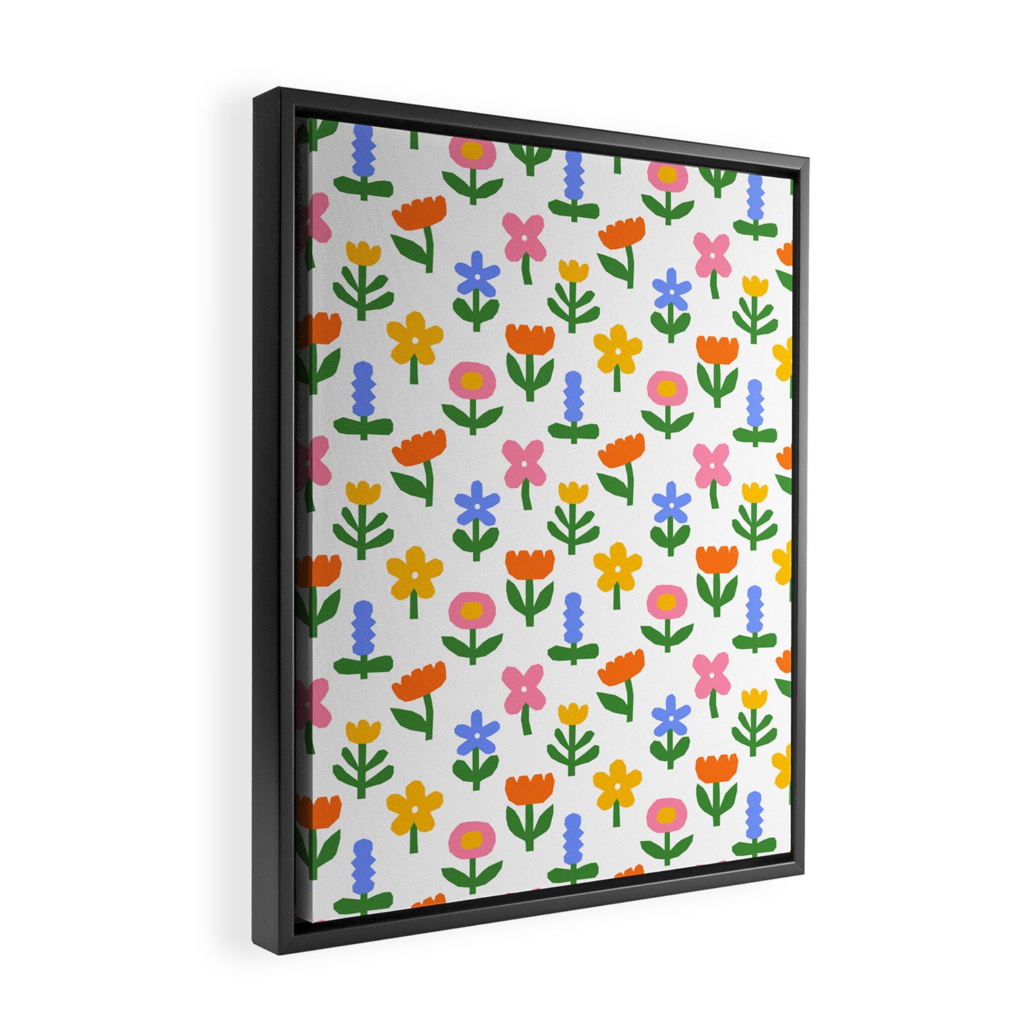 Colorful spring flower art pattern Framed Canvas Print Gallery Image 2