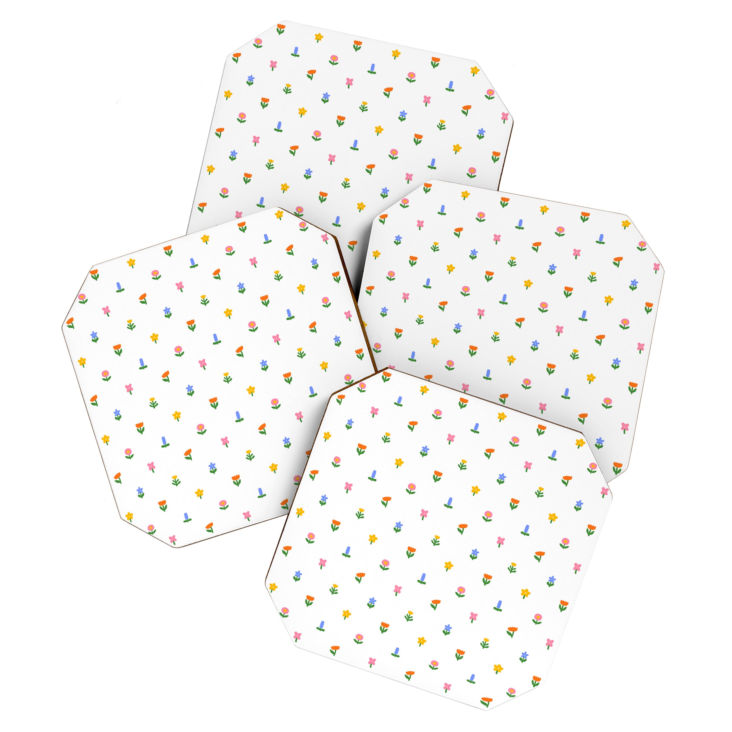 Colorful spring flower art pattern Coaster Gallery Image 1