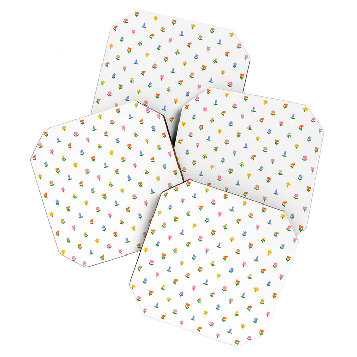Colorful spring flower art pattern Coaster Gallery Image 1