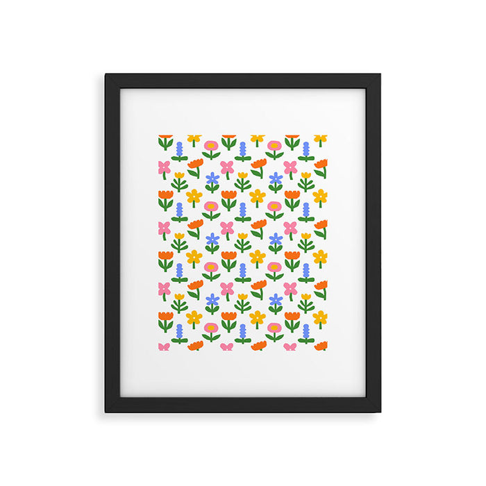 Colorful spring flower art pattern Framed Art Print Gallery Image 1