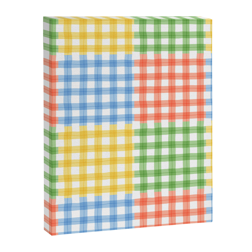 Colorful square gingham grid patchwork print Canvas Print Gallery Image 8