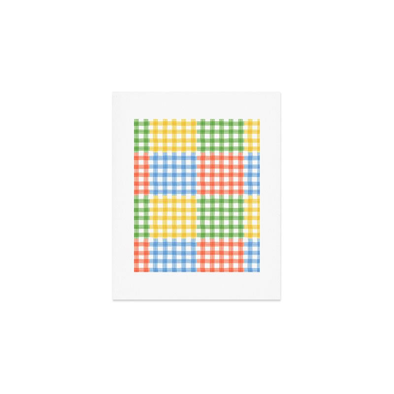 Colorful square gingham grid patchwork print Art Print Gallery Image 1